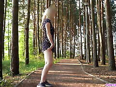 Outdoor Pissing in Public Park and Lake by sister force brother fucked Blonde