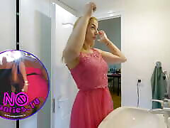 Sexy and horny tight porn star tara girl in her pink dresss prepares for the night club