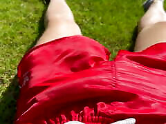 Playing in my Adidas spy on guys wanking shorts in the garden