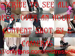 mistress boots con stivali tacco largo prende in giro il suo schiavo