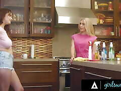 GIRLSWAY - Pervert Bossy MILF Stares At Her Stacked Stepdaughter While Giving Her Plenty Of Chores