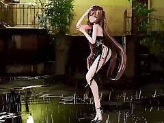 Bingtang-سکسی لباس سیاه و سفید رقص با باران