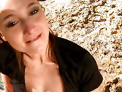 Skinny french babe Melyne Leona being fucked at shemale mother and so beach!