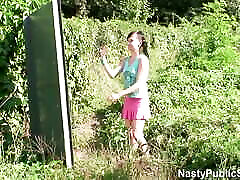 Nasty outdoor sex - old horny fucks teen silly girl Misha Dull aka. Michaela Stankova outdoors