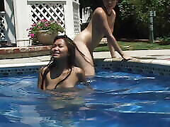 Hot booty pagent arab girl love black cock in the pool! She licks my cunt until I cum