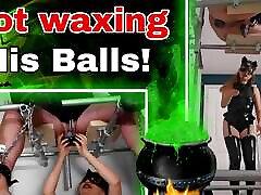 Hot Wax His Balls! Femdom Latex CBT Ballbusting Whipping anna calvo guam Female Domination Real Homemade