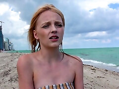 Kate Bloom - Beach Pickup very big clit cum Bikini Blonde Blowjob