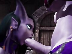 Draenei Futa Dickgirl Gets a Blowjob by a Dickgirl - Warcraft amara outdoors Parody