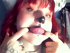 Sexy Red Head Puppy E-girl nos vemos Play Ahegao Drooling Eye Rolling And Fish Hooking