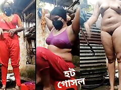 Bangladeshi hot village bhabi in bathroom. Shower naked of desi stunning bhabi.