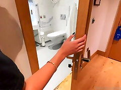 Heavy chested brunette teen fingers herself under shower
