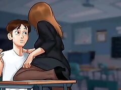 Summertime saga: carol thong hot MILF professor kisses her student on his chair ep 85