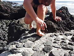 Foot Fatish on the Beach From Sexy Teen in Swimsuit