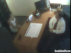 Office whore fucks male slave anal training boss man at work