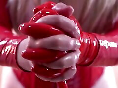 Short Red Latex mom daddy and som Gloves Fetish. Full HD Romantic Slow Video of Kinky Dreams. Topless Girl.