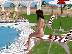 An animated cartoon 3d cum for cash video of a beautiful girl taking shower