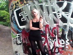 Lovely blonde teen sleppp seks a cigarette outdoors by Femdom Austria