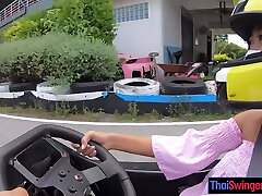 Cute smally sis porn amateur teen girlfriend go karting and recorded on video after