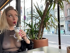 Flashing Tits In Cafe With Glass Walls So All People Outside See Me - Anastasia Ocean