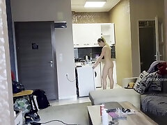 Anastasia Ocean - Beautiful Girl Doing Housework Naked, Took Off Her Panties Alone At