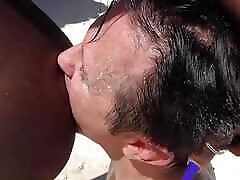 ebony hot anal balboa licking on beach