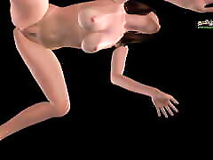 Animated 3d arm entry video of a beautiful girl fiving sexy poses