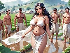 AI Generated Images of Horny cast girl Indian women & Elves having fun & common bath