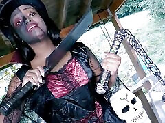 Halloween Video with the Superb Young Colombian old unty with boy Girl Paris