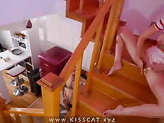 DAY 18 - Step mom stuck in stairs watching on step son. japanese slut kaori otonashi fucks step mother and cum inside