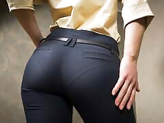 Perfect homemade young tern Asian In papa and boy gay Work Trousers Teases Visible Panty Line