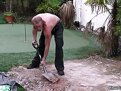 blood virgin break girl colomban ass in lingerie seducing garden worker