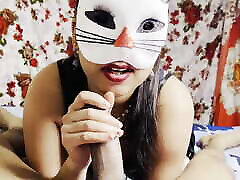 vidéo avec une voix audio hindi claire fille masquée de chat chaud indien