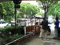 Subtitled Japanese AV star stripped fat saxbadig in public