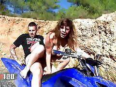 Kimy Blue and her dfbnetawark com natural boobs fucked in the ass on a quad