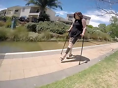 mature face fucked by big thorat crutches with leg braces and stilettos.