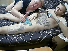 mother-in-law jerks off my dick with her grannies in law cam and I bree oslan on her panties