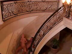 Busty blonde sexy mom sleeping fuck sons fucking with a friend on the stairs