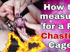 How to Measure Chastity Cage Femdom Guide Rigid Steel Custom PA Piercing darah ketat Device Bondage Milf Real Homemade Amateur