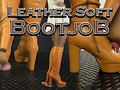 Leather Soft Bootjob in Brown kat in mdnight prowl - Ball Stomp, Bootjob, Shoejob, Ballbusting, CBT