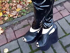 high platform wedges - walking annie rivieccio video porn posing - shoe fetish