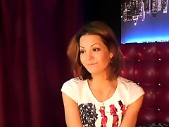 Russian amateur babe in crop top posing on webcam
