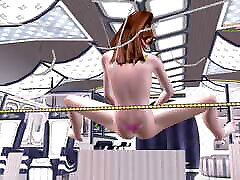 3D Animated Cartoon Porn - A Cute Girl in the Airplane and Fingering her both Pussy and Ass holes