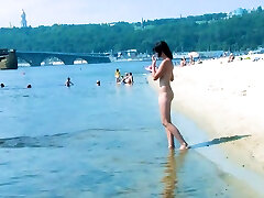 Hot curvy stepson teen filmed by voyeur as she sits naked outside