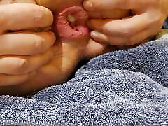 Big toy in creamy gaping hole