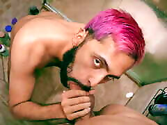 Double POV Camilo Brown Sucking My Big slepeeng moms boy Cock In The Shower Getting His Beard Covered In Cum