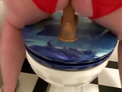 Slave Rides Dildo in the Toilet Slave Rides Dildo in the Toilet