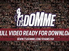 Brunette tranny in red pantyhose gets a long blowjob from a