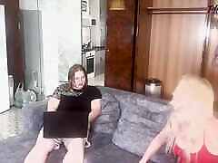 Big Tit Blonde MILF Fucked in Red Dress and Pantyhose