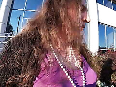 Mature Sissy CD Outdoors playing with a wet hose to completion