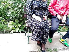 Horny mother-in-law made me cum on her shoes in a public park
